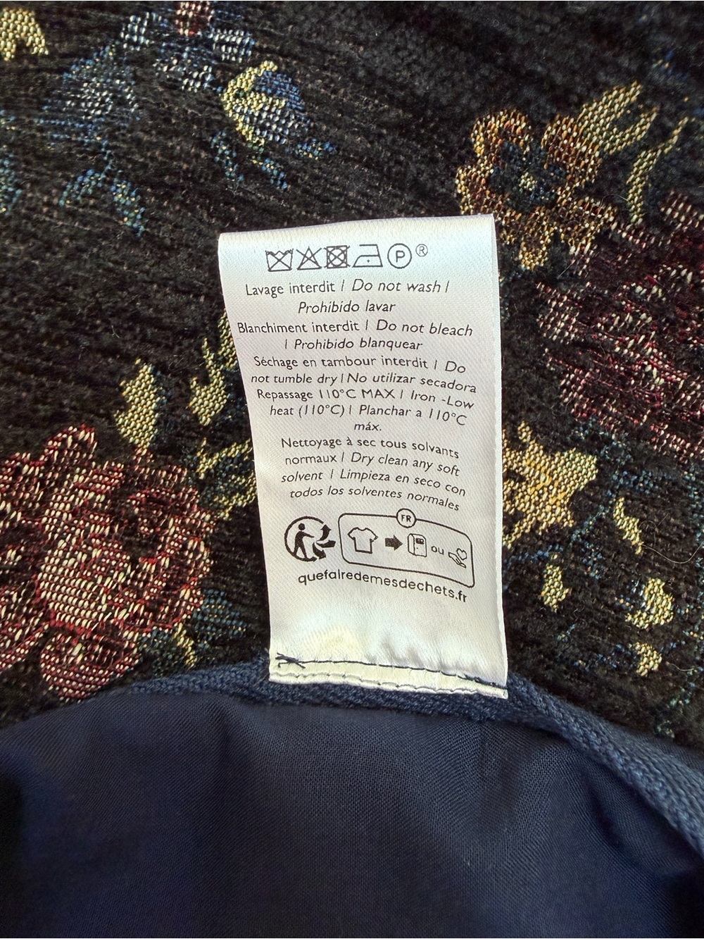 Sezane Tanina Mini Skirt Textured Fall Floral Jacquard Tapestry Navy Size 34 - Picture 10 of 11